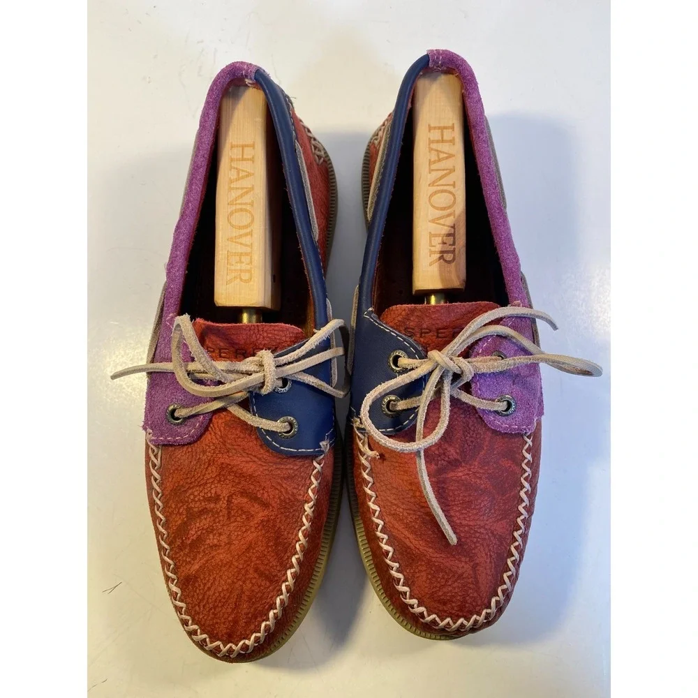 Sperry Top-Sider leather boat shoes Men's 8 Non-Marking Red, Purple, Blue